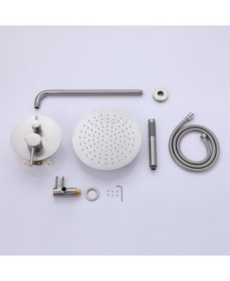 1-Handle 2-Spray Rain Shower Faucet and Hand Shower Combo Kit in Brushed Gold (Valve Included)