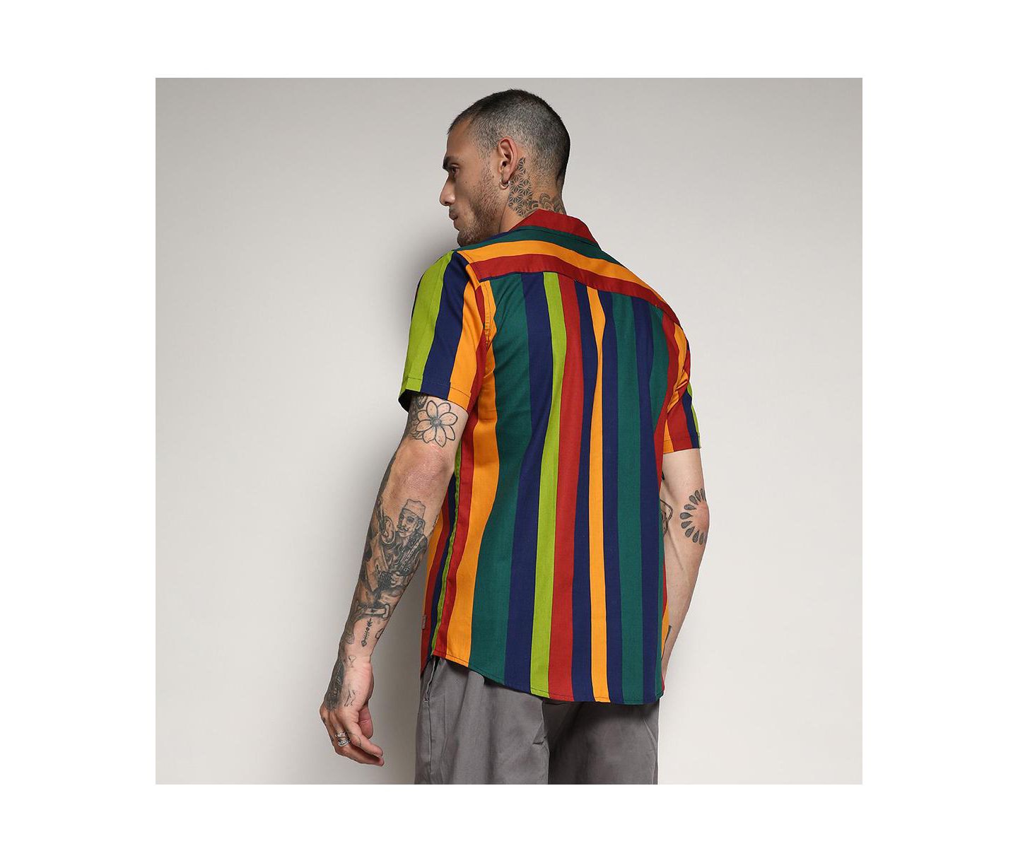 Мужская рубашка Cahoot Campus Sutra Multicolour Awning Striped, цвет: Оранжевый — фото 5
