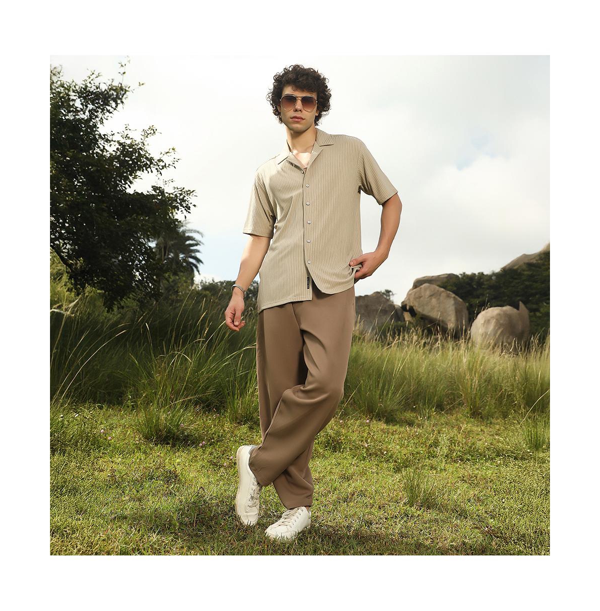 Campus Sutra Men's Trough-Tactile Shirt