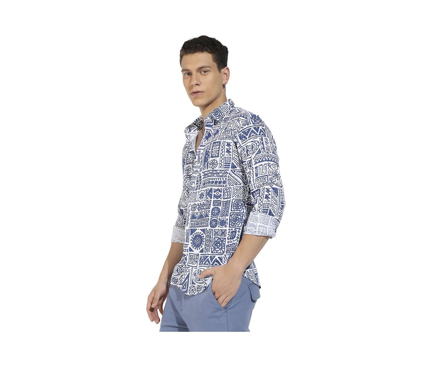 Men's Contrast Aztec Shirt