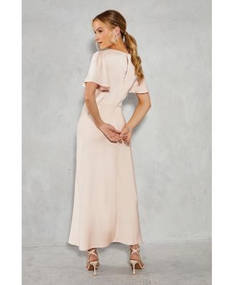 Women's Satin Midi Bridesmaid Dress