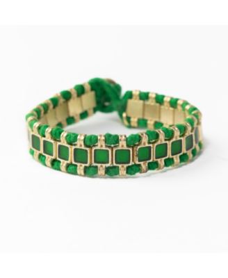 Josie enamel bracelet small with loop latch coral - Green
