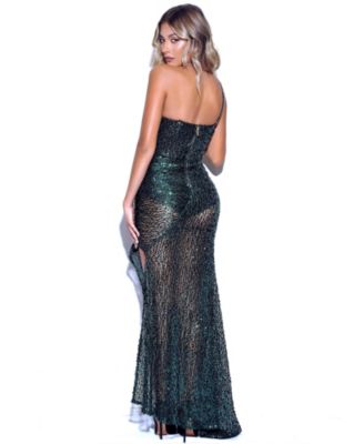 Women's Umme Sequin Emerald Green Gown