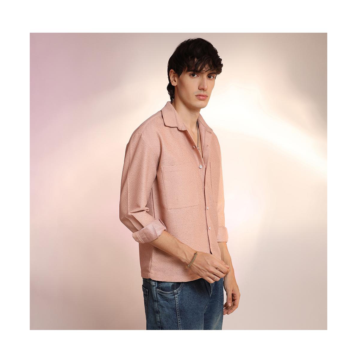 Campus Sutra Men's Chevron-Woven Utility Shirt