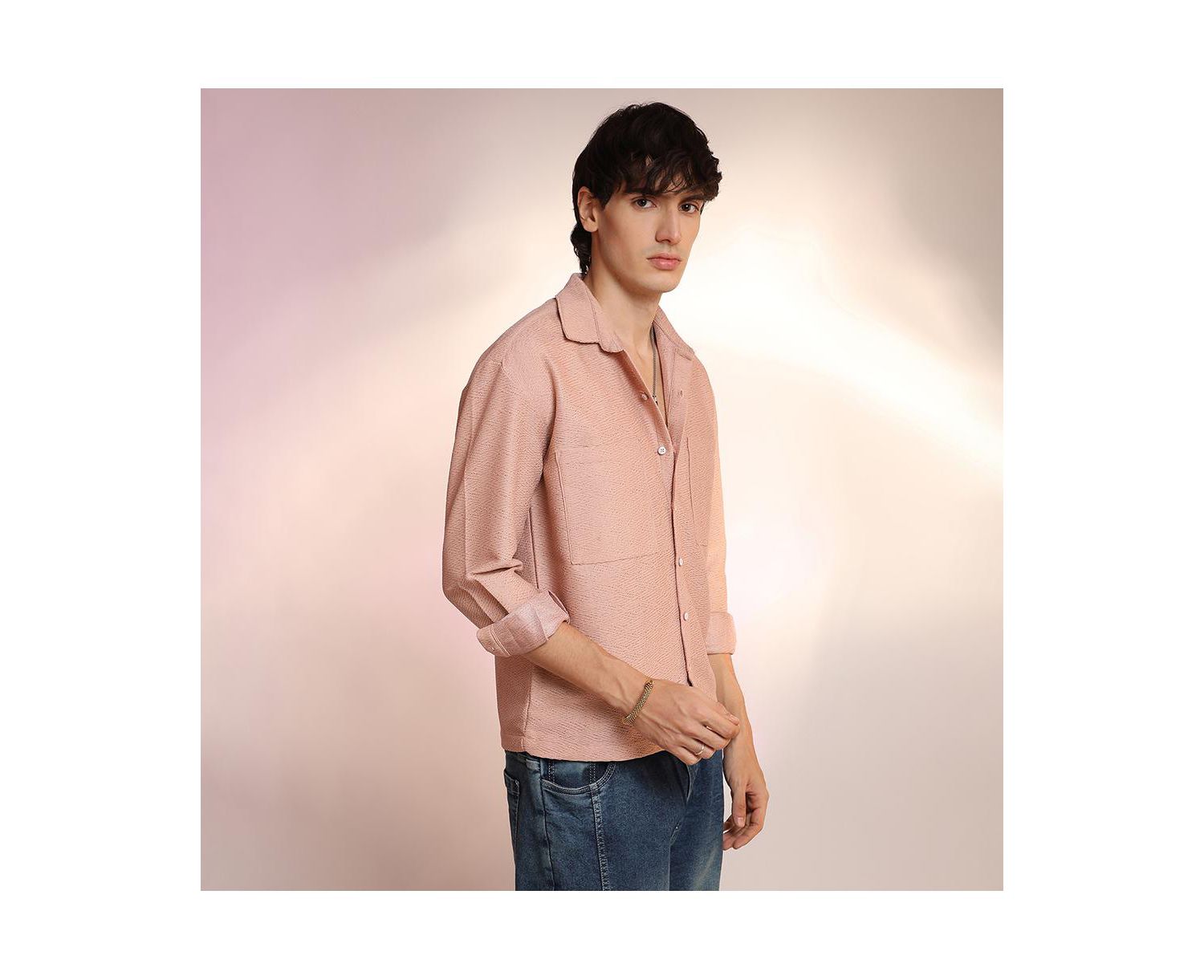 Men's Chevron-Woven Utility Shirt