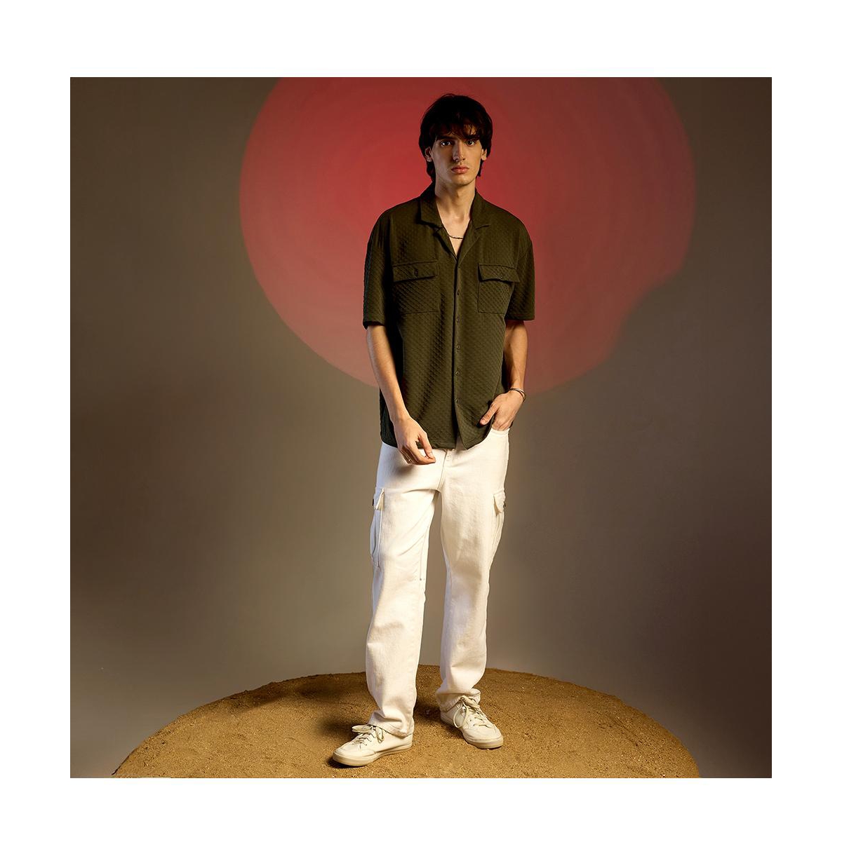 Campus Sutra Men's Cubic Utility Oversized Shirt