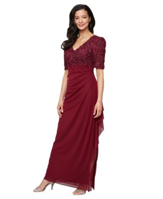 Alex Evenings - Women's Embellished Puff-Sleeve A-Line Dress