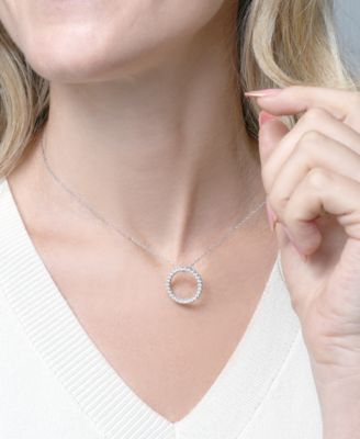 Diamond Circle Pendant Necklace (1/2 ct. t.w.) in 10K White Gold, Exclusive