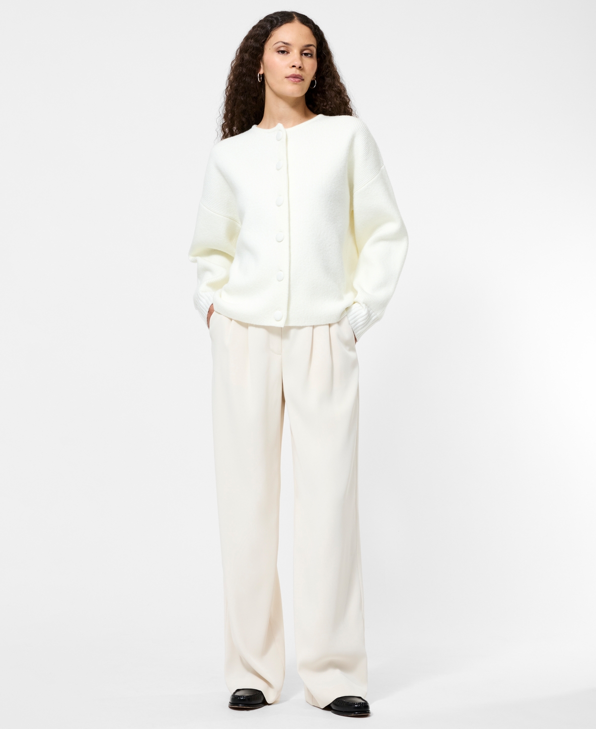French Connection Riddley Drop Shoulder Cardigan In White