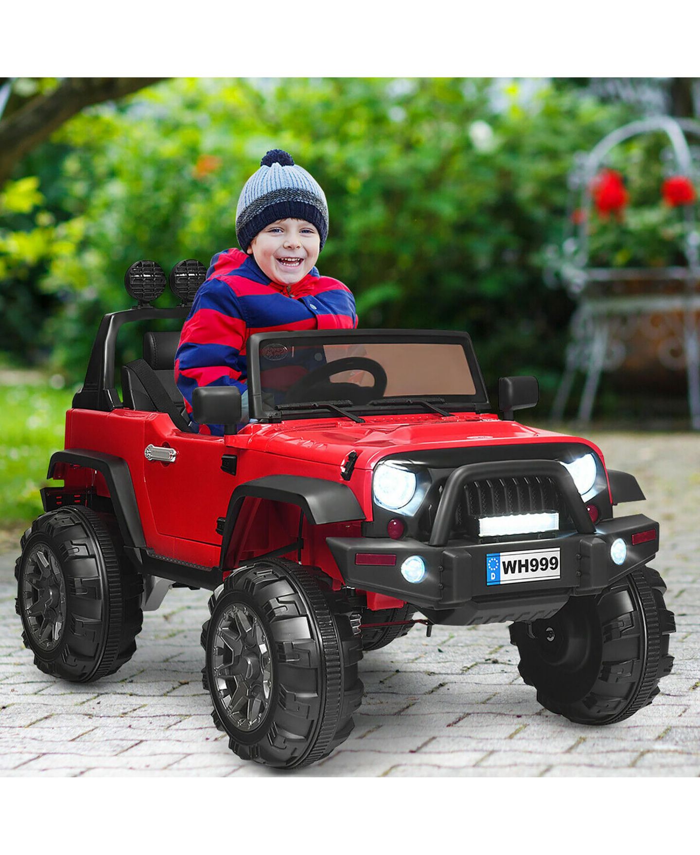 Детская игрушка Costway 12V Kids Ride On Truck with LED Lights and Bluetooth Remote Control, 66 lb. Capacity, 3–7 лет, цвет: Красный — фото 2