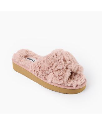 Women's Teddy Crossband Faux Fur Slippers