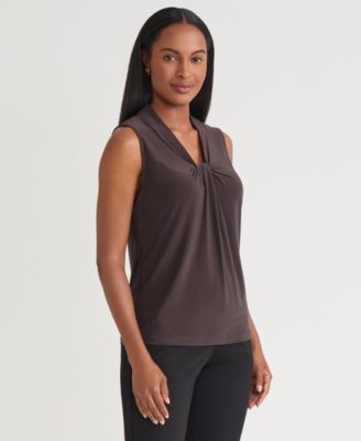 Women's Sleeveless Knot Front Jersey Top, Regular & Petite