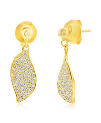 Sterling Silver, Pave CZ Wave Design Necklace & Earrings Set