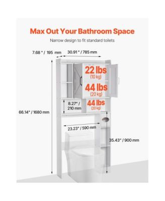 Space-Saving Over-Toilet Cabinet with Adjustable Shelf for Bathroom