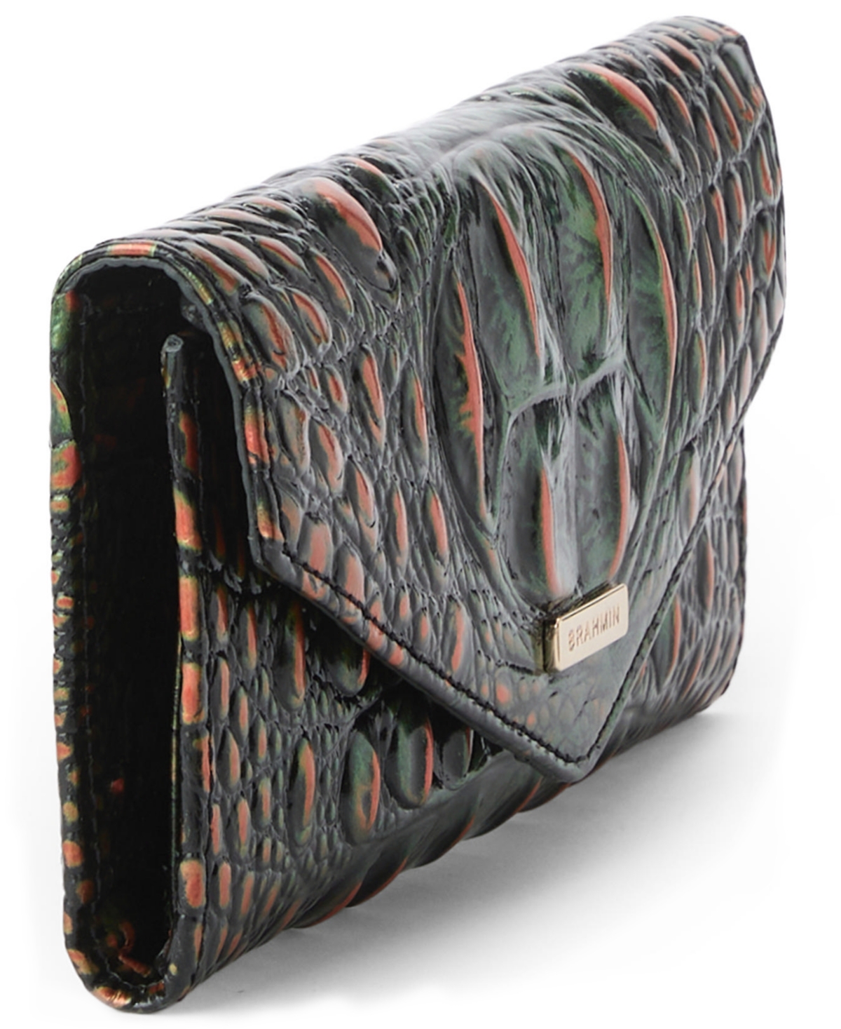 Brahmin Veronica Croc Embossed Leather Wallet In Green