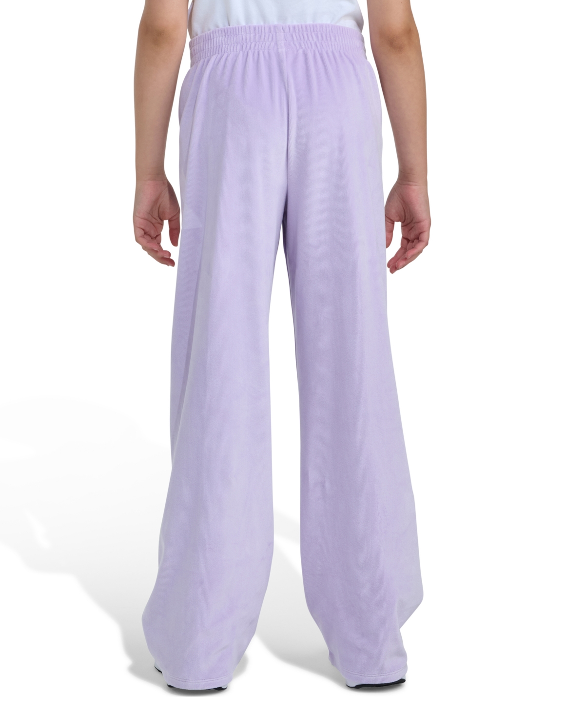 Adidas Originals Big Girls S-xl Elastic Waistband Wide Leg Velour Pants In Purple