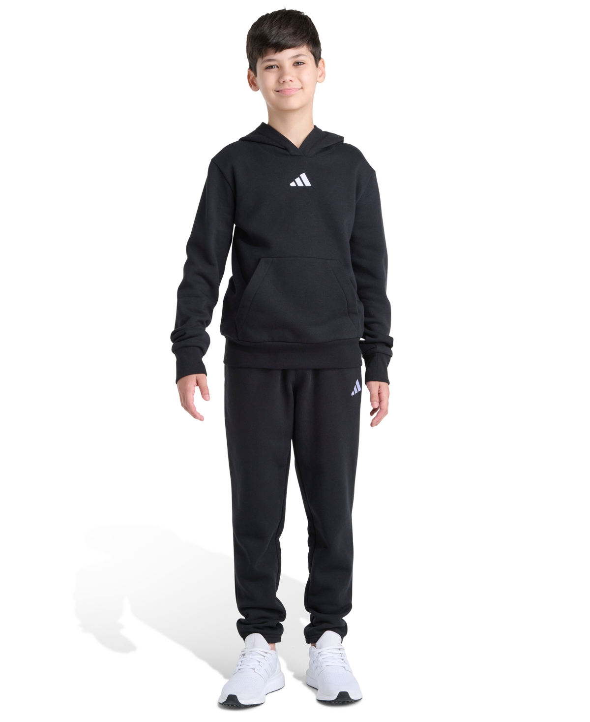 Adidas Big Boys Essential Small Logo 2-Piece Fleece Hoodie and Joggers Set