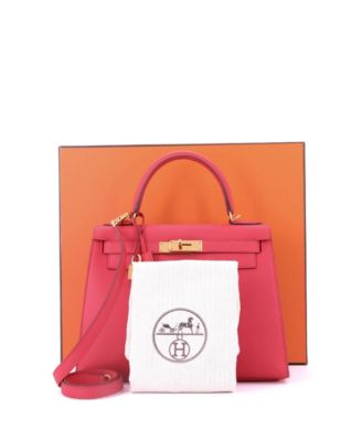 Pre-Owned HERMES Kelly 28 Handbag Pink Epsom with Gold Hardware