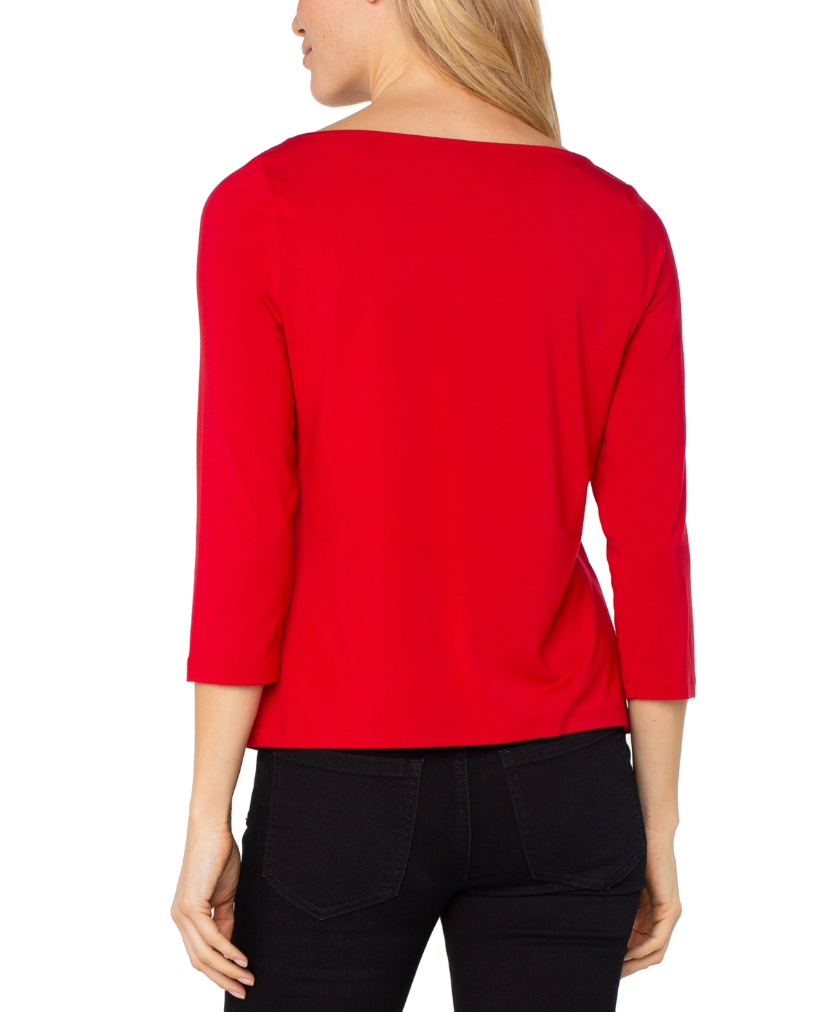 Liverpool Los Angeles Women's 3/4-Sleeve Draped Neck Knit Top