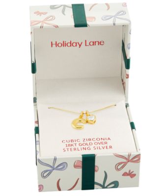 Sterling Silver Initial Charm Necklace in Holiday Ornament, Macy's Exclusive