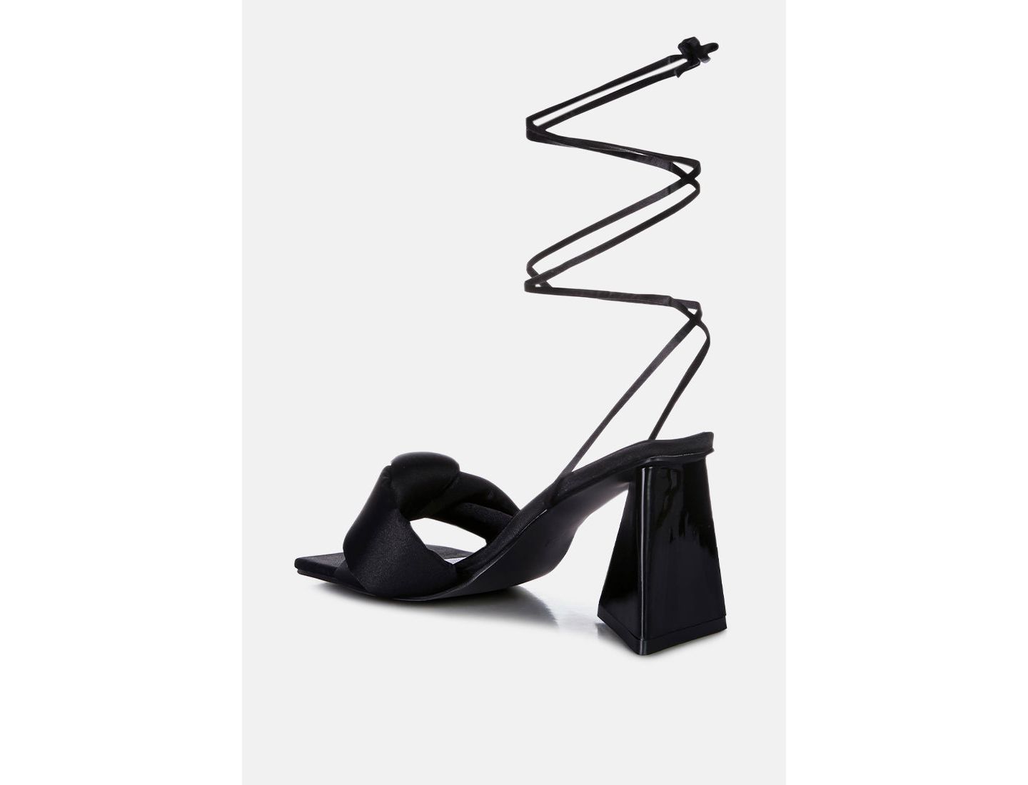 Женские сандалии London Rag Pristine Satin Strap Triangular Block Heel, цвет: Чёрный — фото 4