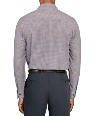 Men's Spread Collar Plaid Dress Shirt