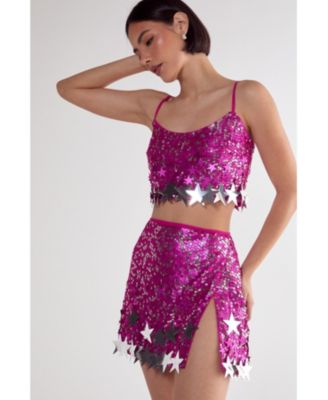 Limited Embellished Star Trim Mini Skirt