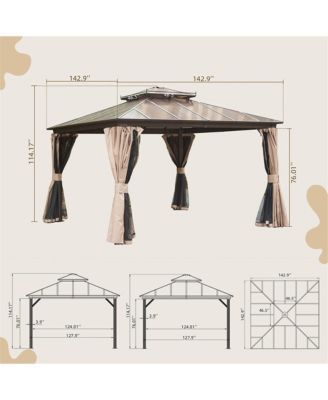 11.9-ft x 11.9-ft Hardtop Gazebo Brown with Hardtop Roof