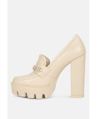 CORINNE Womens Chain Embellished Chunky Loafers