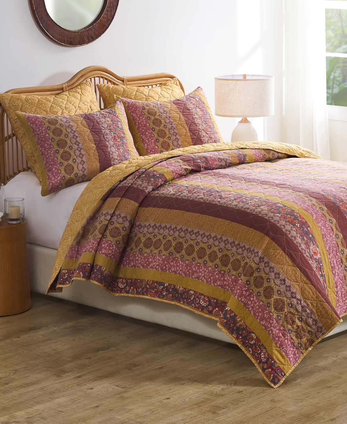 Greenland Home Fashions Marigold Vintage Boho 3-pc. Quilt Set, Full/queen In Brown