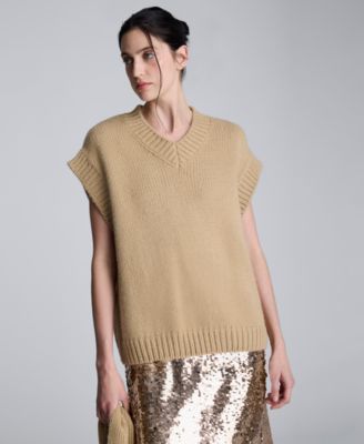 Women's Sleeveless Detachable Scarf Sweater