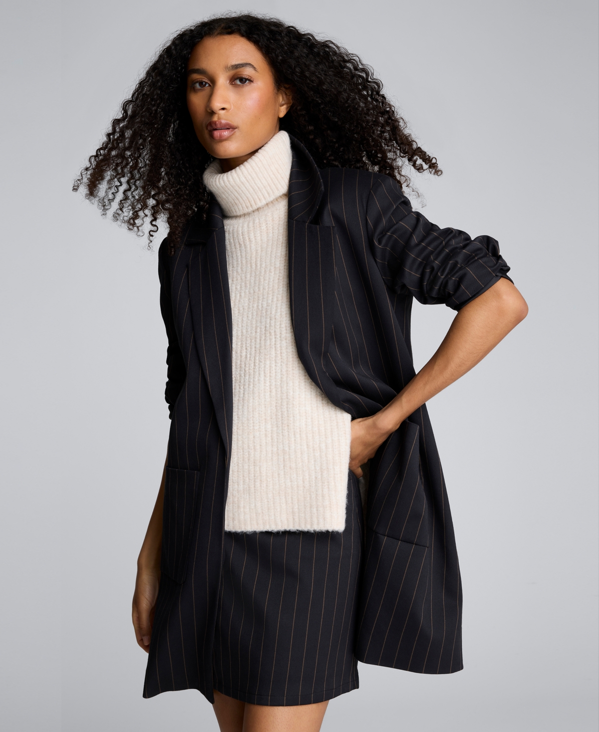 Kenneth Cole Women's Pinstripe Patch Pocket Jacket