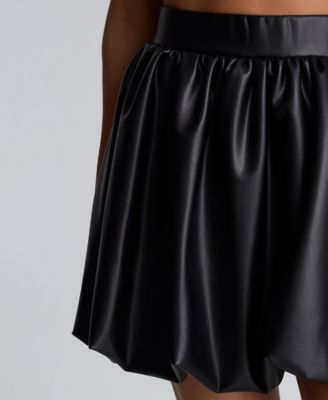 Women's Faux Leather Pull-On Bubble Mini Skirt