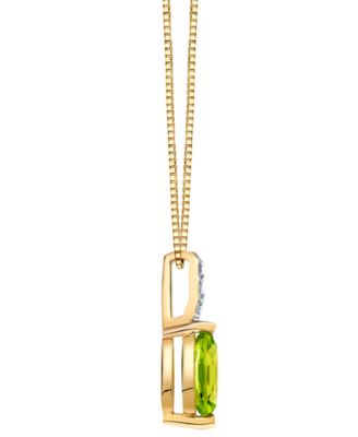 Peridot (1/2 ct. t.w.) & Diamond Accent 18" Pendant Necklace in 10k Yellow Gold
