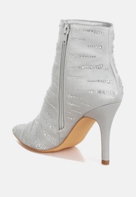 Womens Toget Satin Rhinestone Ankle Party Boots