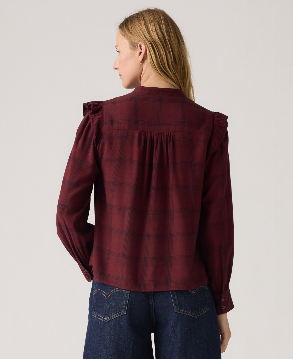 Levi's Women's Gianna Long Sleeve Ruffle Trim Blouse In Neutral