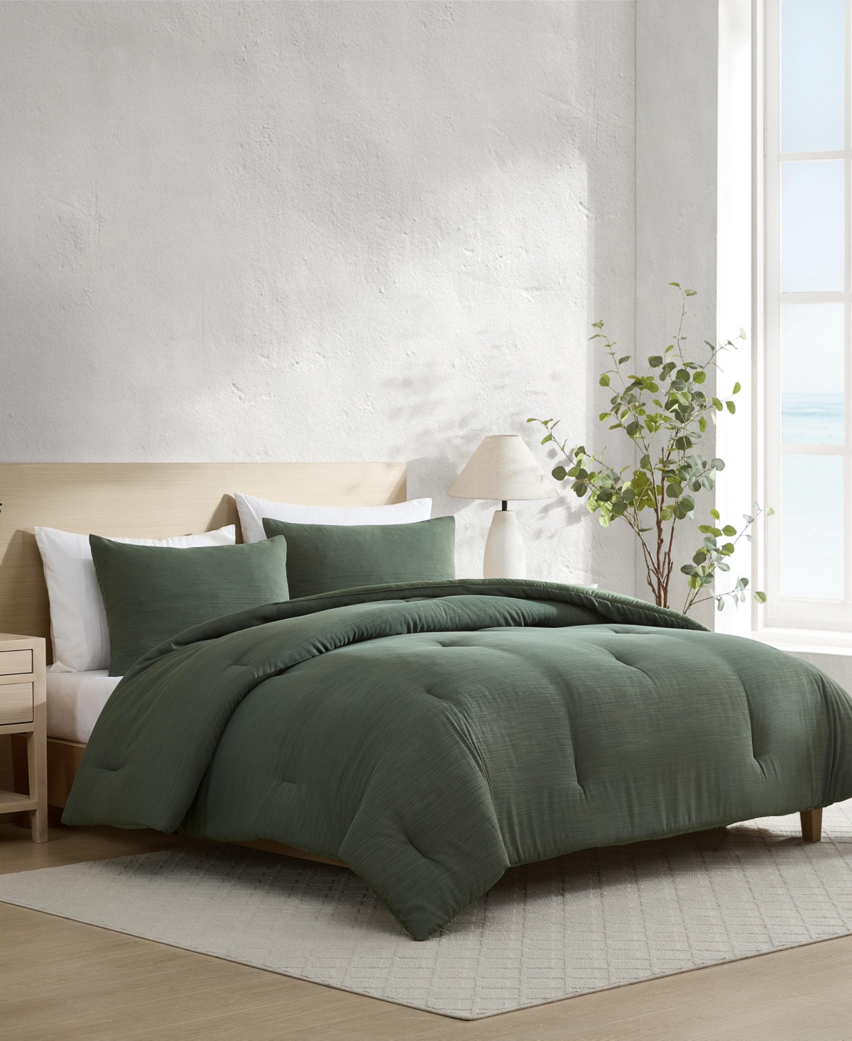 Nautica Herringbone Jacquard Chenille Solid 3-pc. Comforter Set, Full/queen In Green