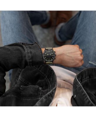 Graphite The Altitude Pilot Watch with Dual Time Zone & Nylon Strap