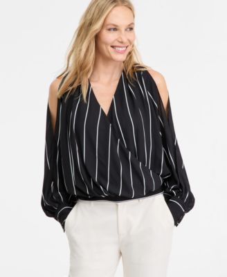 I.N.C. International Concepts - Women's Printed Arm-Slit Surplice Blouse