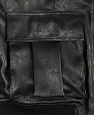 Men's Relaxed-Fit Faux-Sherpa-Collar Faux-Leather Bomber Jacket, Macy's Exclusive