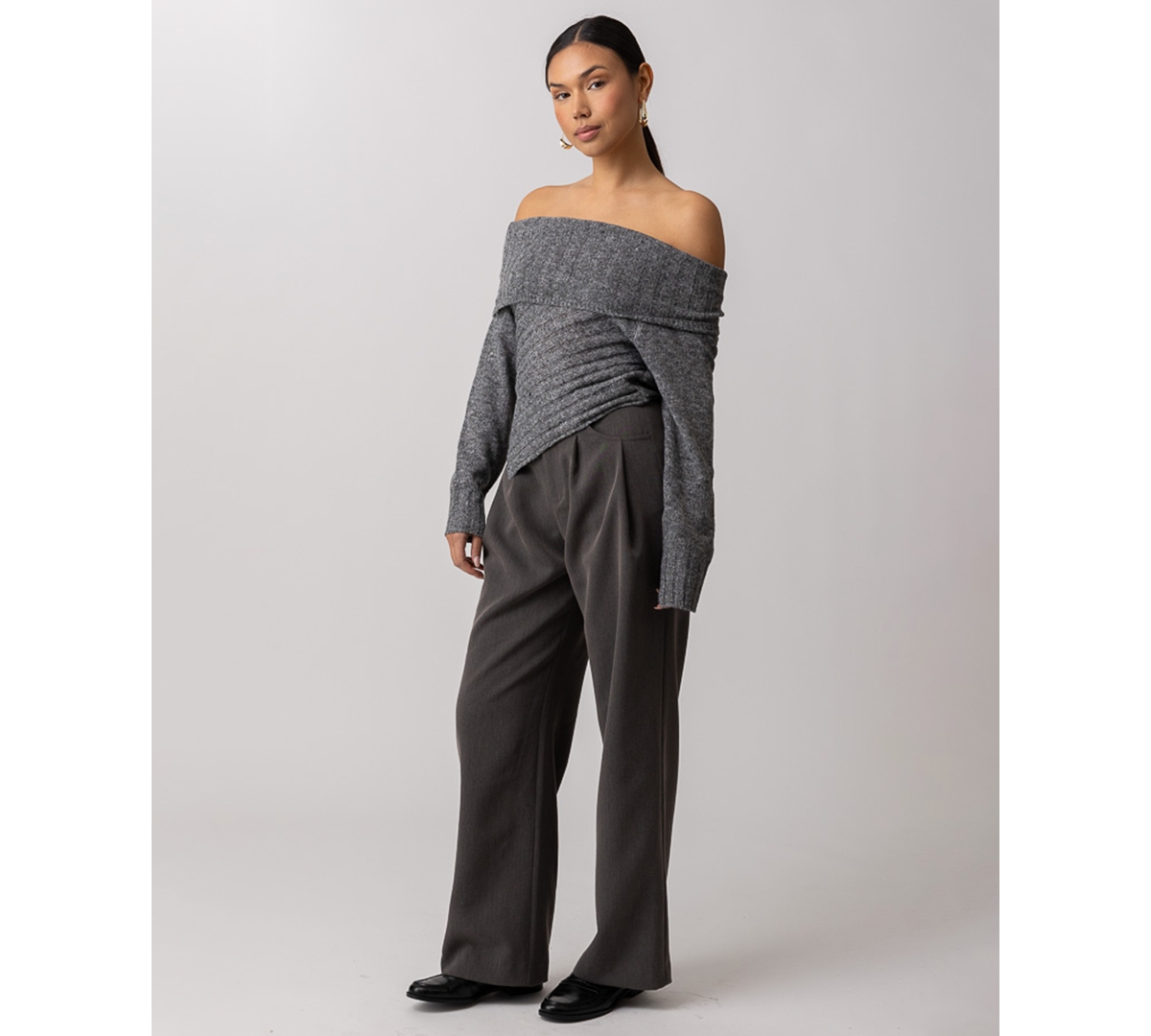 Line & Dot Women's Betty Long Sleeve Sweater In Gray