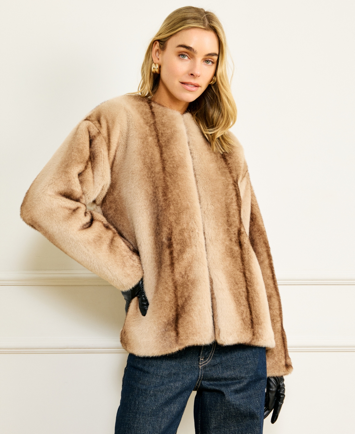 Line & Dot Women's Crewneck Jacket In Brown
