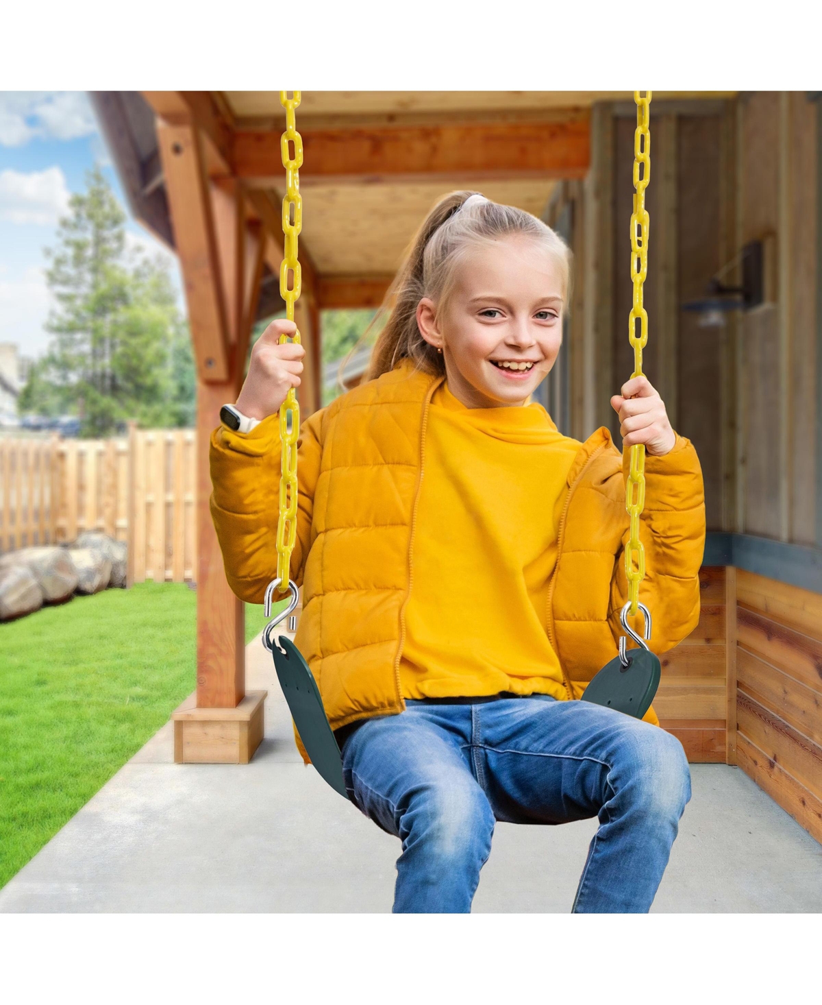 Sorbus 3 Pack 68" Chain Heavy Duty Swing Seat with Snap Hooks - Playground Swing Supports 220lb for Kids Outdoor Play