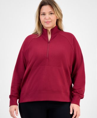 Plus Size Quarter-Zip Raglan-Sleeve Top, Macy's Exclusive