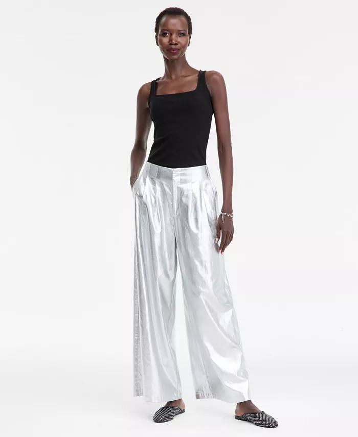 Women's Metallic Wide-Leg Pants - thumbnail 2