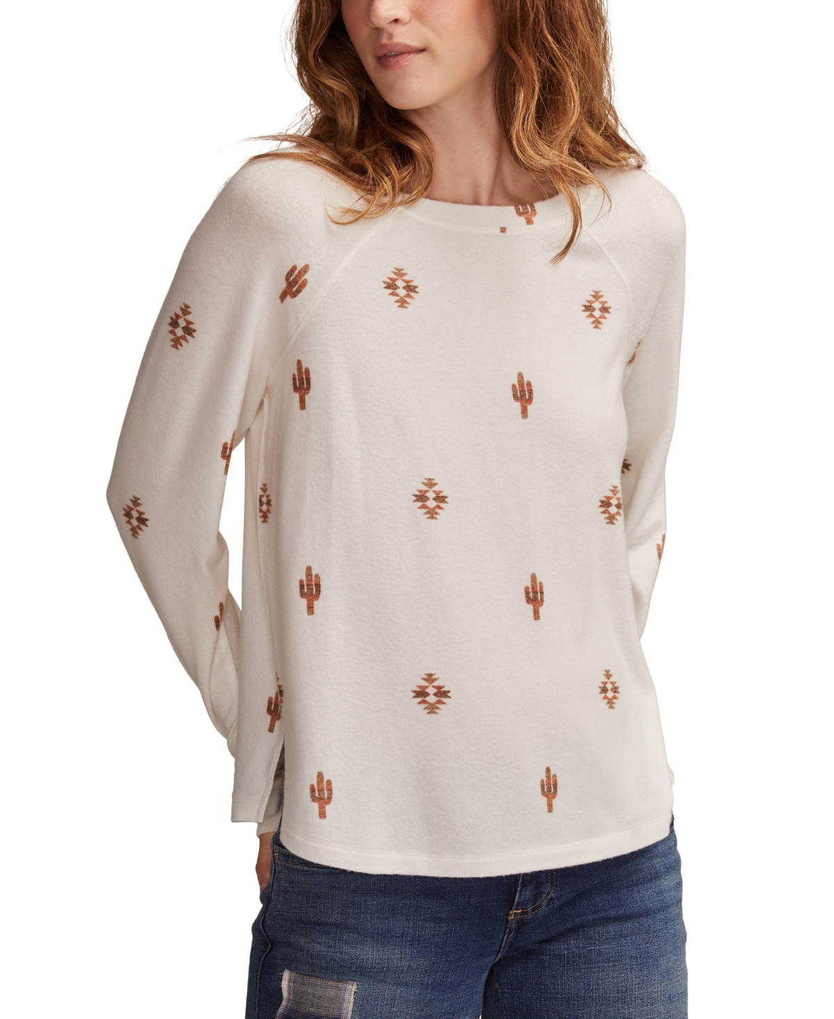 Lucky Brand Cloud Raglan Sleeve Knit Top In Neutral