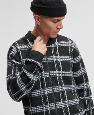 Men's Relaxed-Fit Plaid Zipper Sweater, Macy's Exclusive