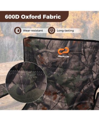 360&deg; Swivel Hunting Chair with Mesh Cup Holder & Storage Pockets Cozy Backrest