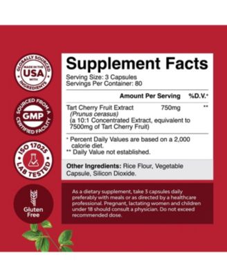 Tart Cherry Capsules, Advanced Uric Acid Cleanse and Joint Support Supplement, Nature's Craft, 240ct