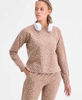 Women's Relaxed Animal-Print Fleece Sweatshirt, Macy's Exclusive 